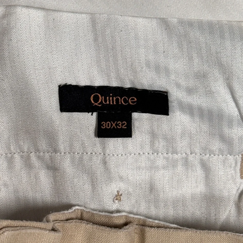 Quince Pants Mens 30x32 Driftwood Beige 100% European Linen Dress Side Tabs
